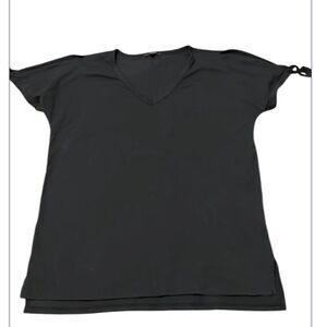 NYDJ size S short sleeve basic black tshirt with cute ties at the sleeve GUC